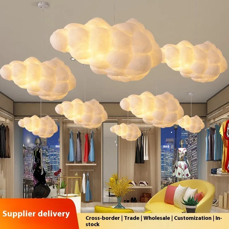 Silk cloud decoration ceiling lamp with white and warm light options, 800mm diameter, modern simplicity style