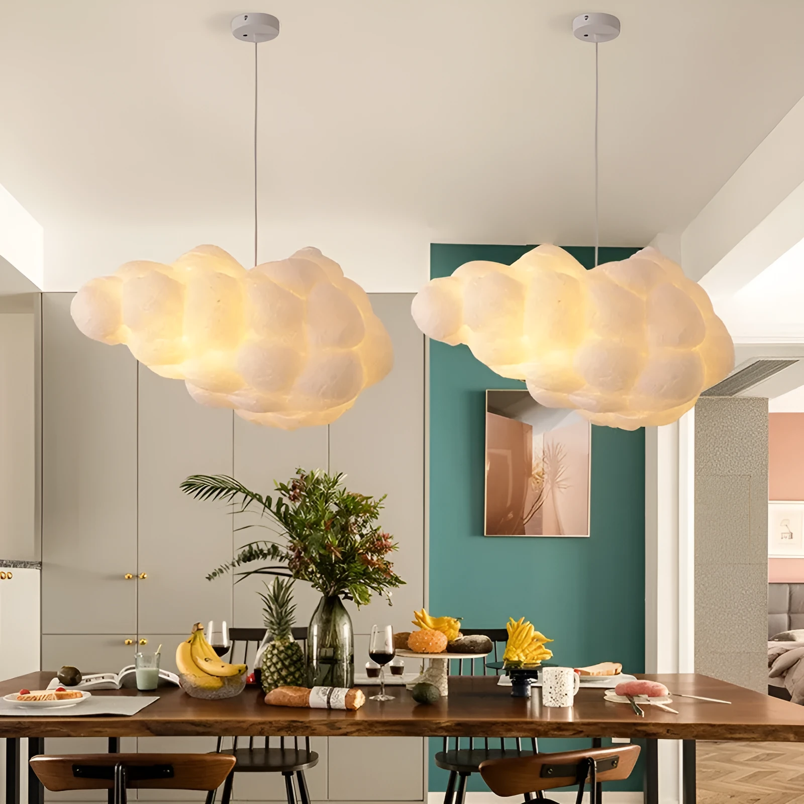 Silk cloud decoration ceiling lamp with white and warm light options, 800mm diameter, modern simplicity style