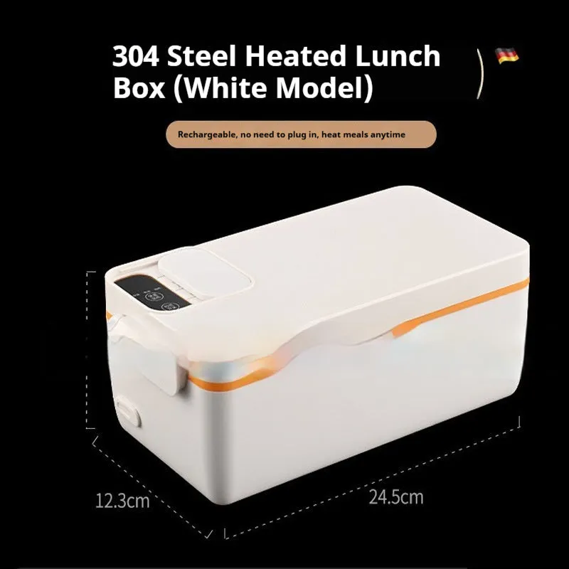 USB electric lunch box with 304 stainless steel liner, 40W heating, compact 245x90x124mm, available in Ivory White, Violet, Grass Green