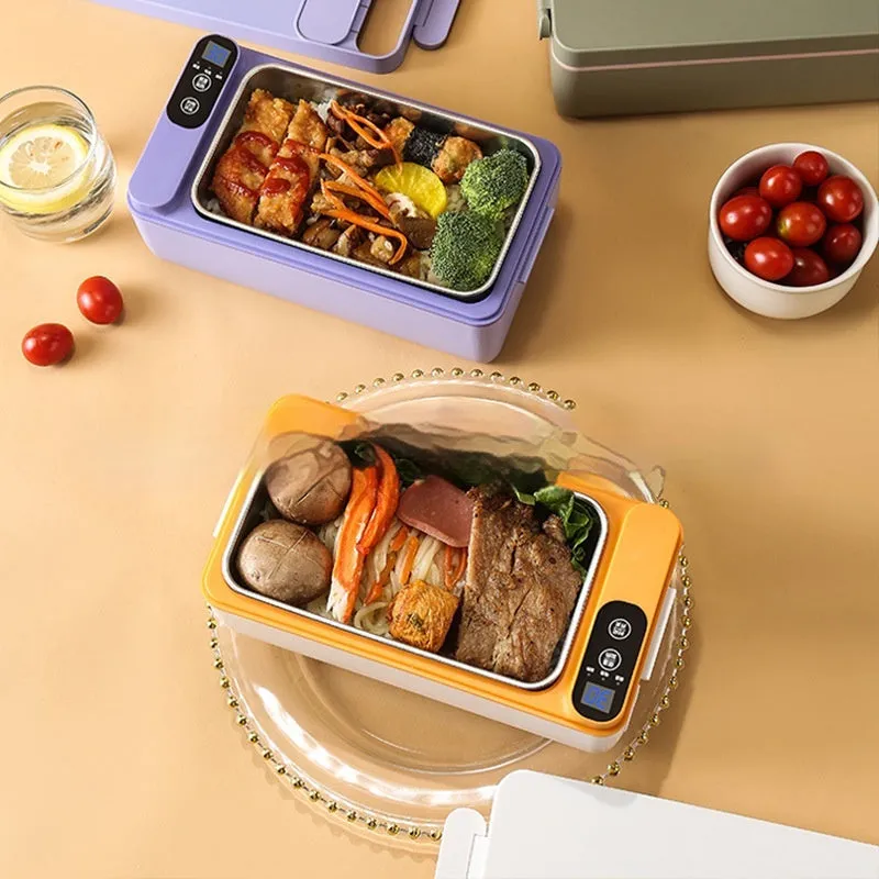 USB electric lunch box with 304 stainless steel liner, 40W heating, compact 245x90x124mm, available in Ivory White, Violet, Grass Green