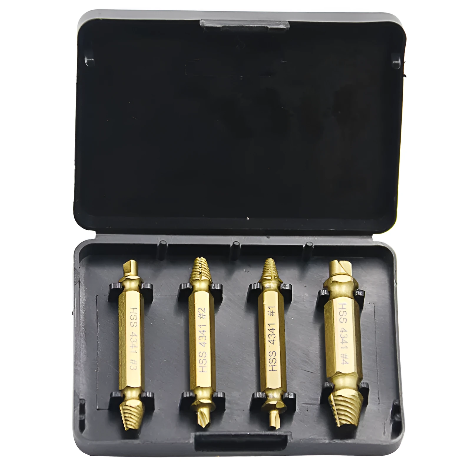 4341 high-speed steel screw extractor set for removing damaged screws