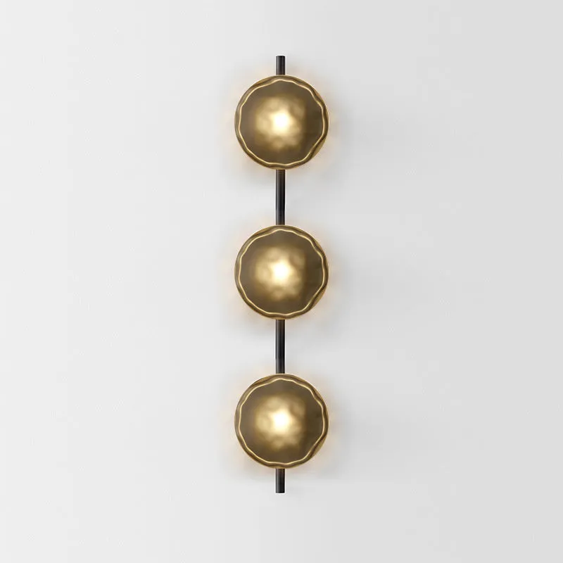 Bedside hotel glass art wall lamp with transparent lampshade and iron body on a wall