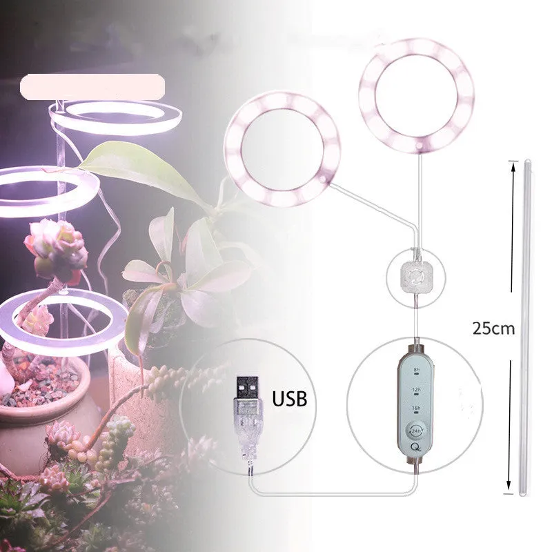 USB LED grow light with transparent housing and yellow light on 25cm acrylic stick