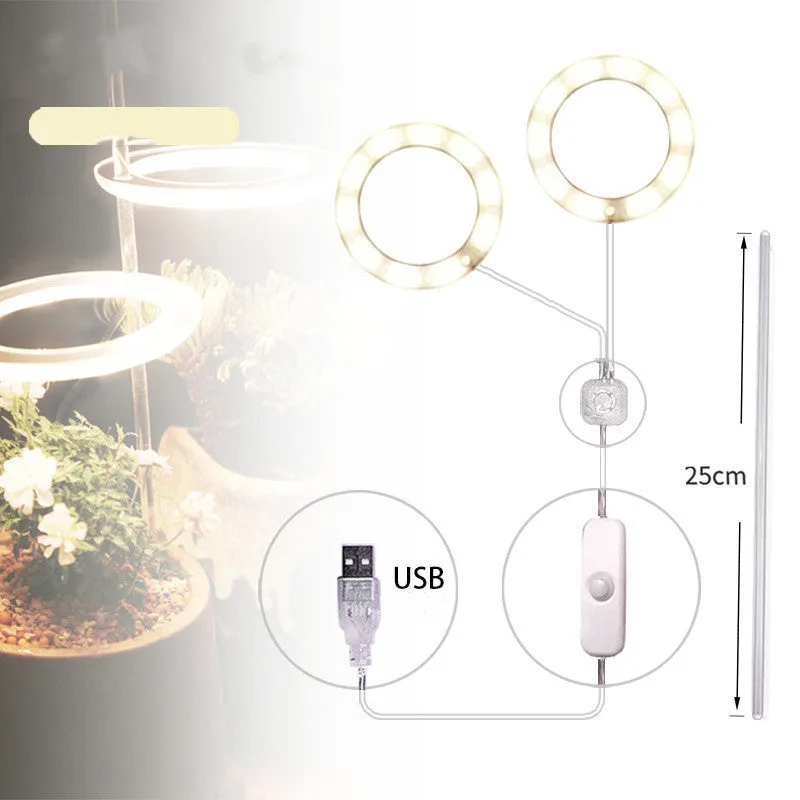 USB LED grow light with transparent housing and yellow light on 25cm acrylic stick