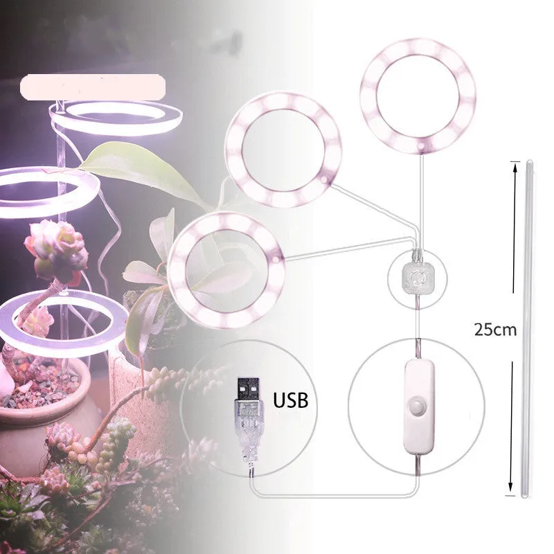 USB LED grow light with transparent housing and yellow light on 25cm acrylic stick