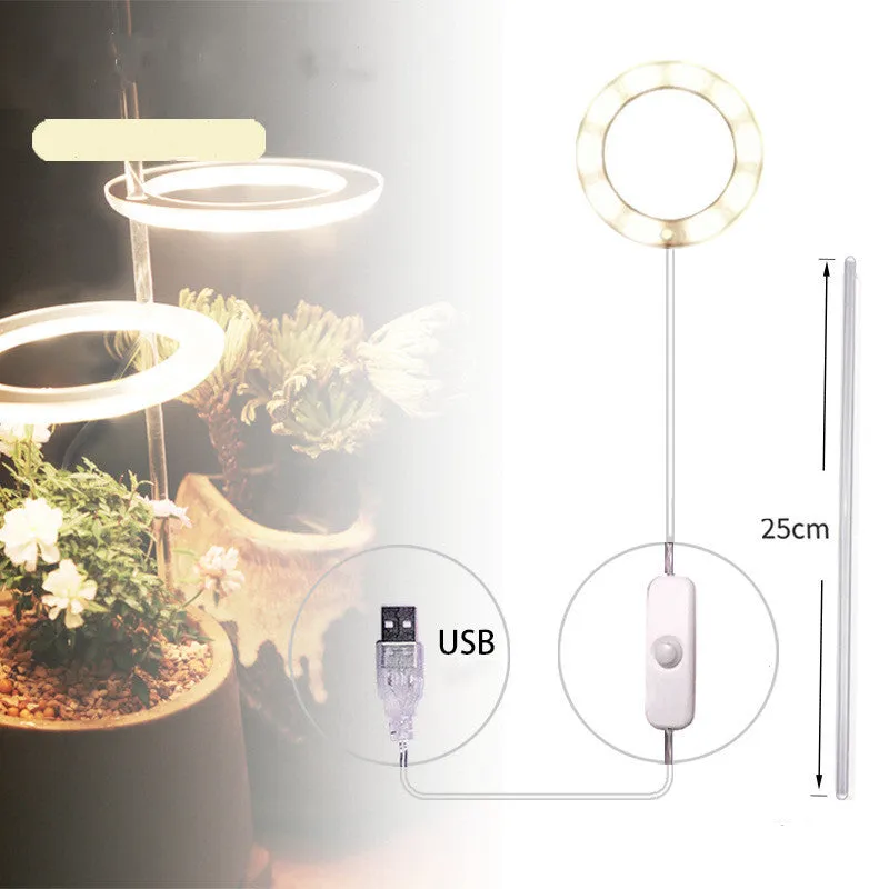 USB LED grow light with transparent housing and yellow light on 25cm acrylic stick