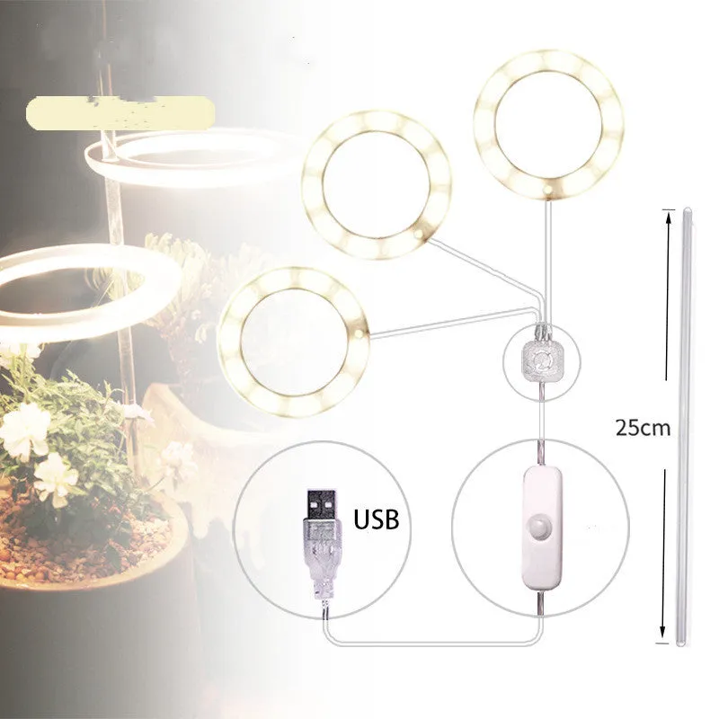 USB LED grow light with transparent housing and yellow light on 25cm acrylic stick
