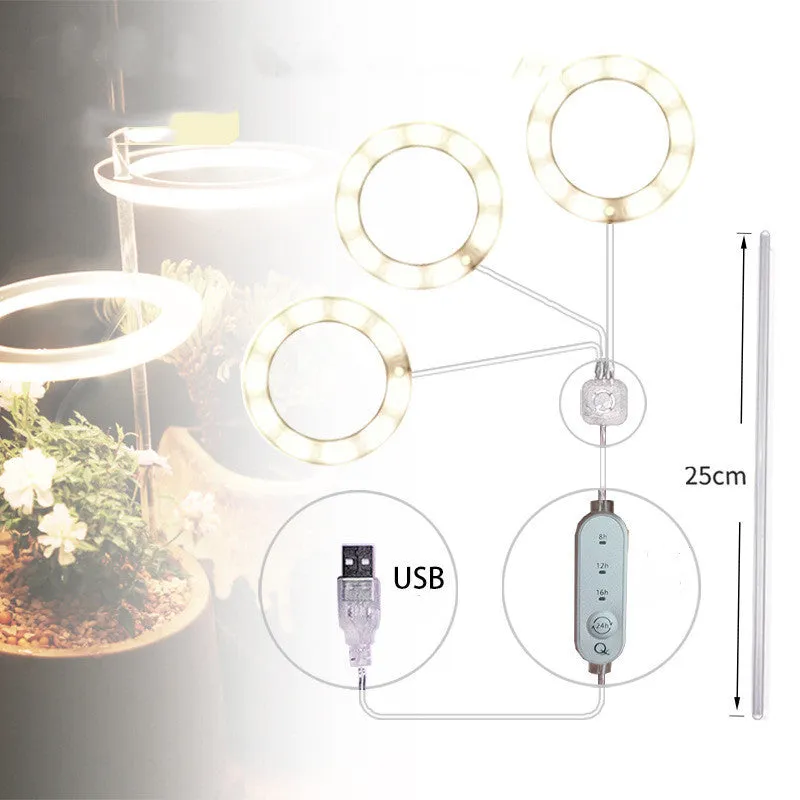 USB LED grow light with transparent housing and yellow light on 25cm acrylic stick