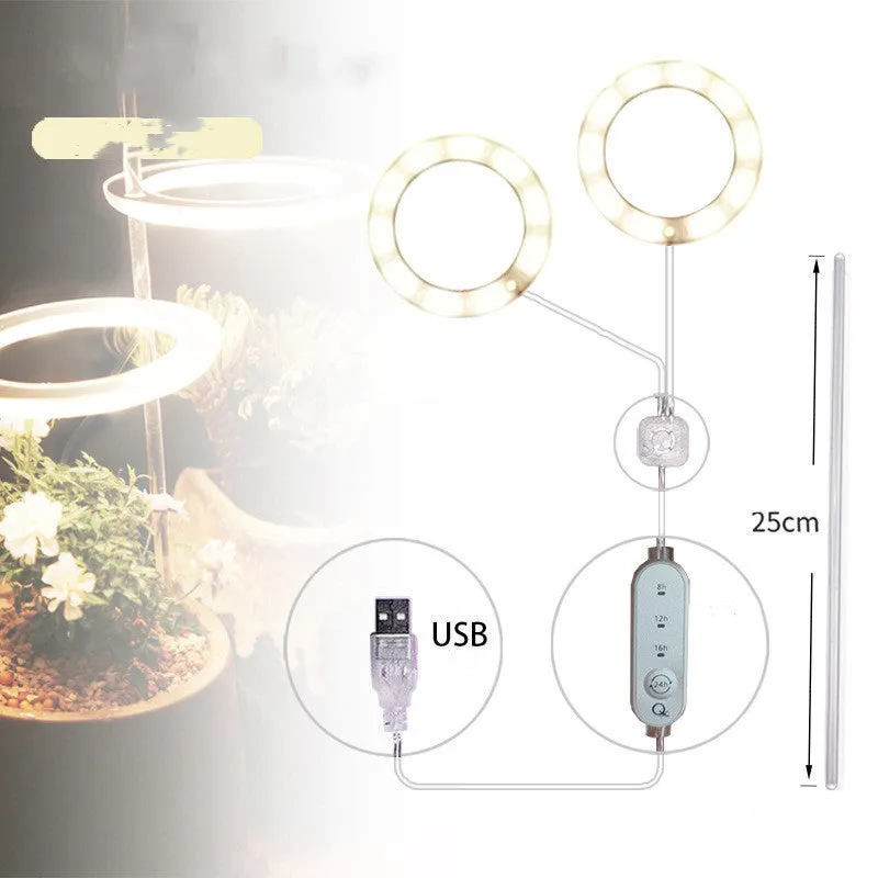 USB LED grow light with transparent housing and yellow light on 25cm acrylic stick