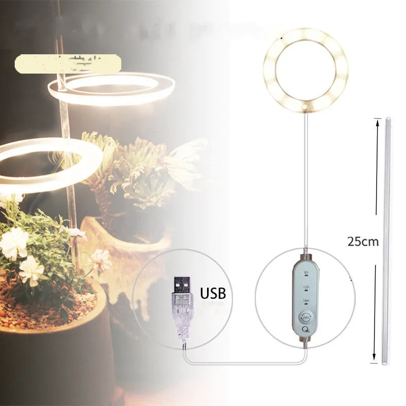USB LED grow light with transparent housing and yellow light on 25cm acrylic stick