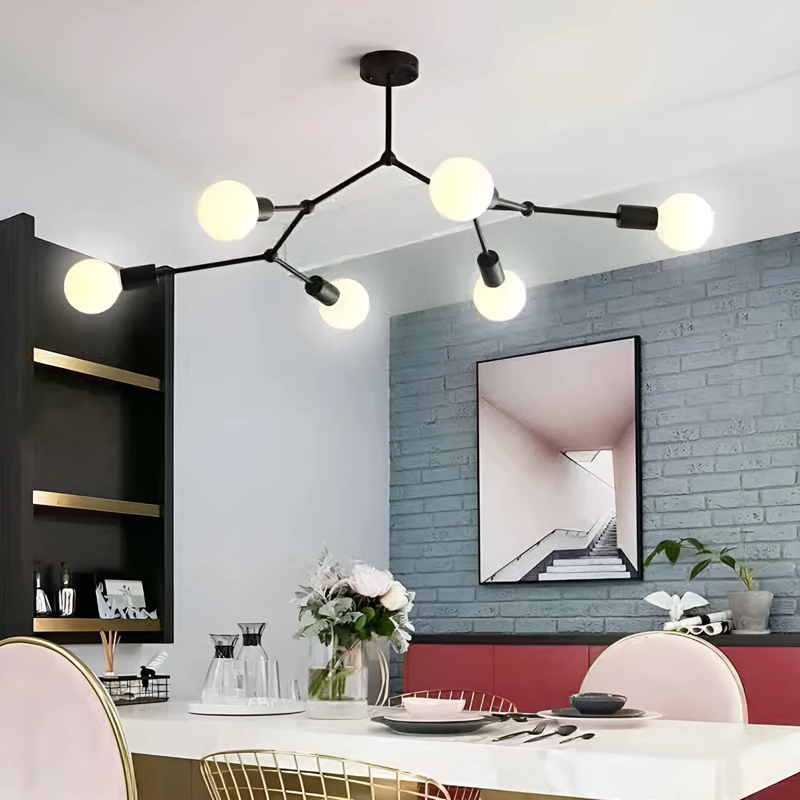 Iron Nordic ceiling lamp with 3 black heads for living room ceiling installation