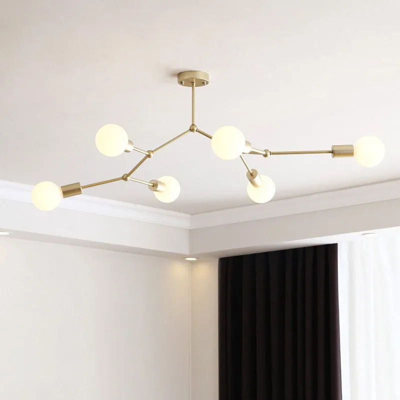 Iron Nordic ceiling lamp with 3 black heads for living room ceiling installation