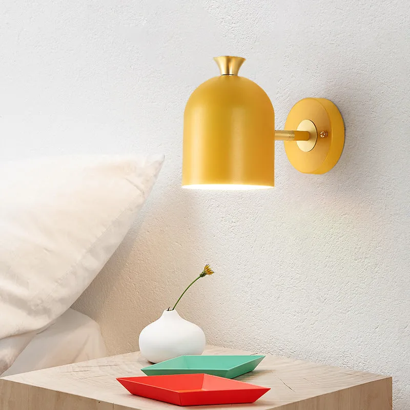 Single-head aluminium LED wall lamp in yellow, 250mm size, for bedside or mirror use