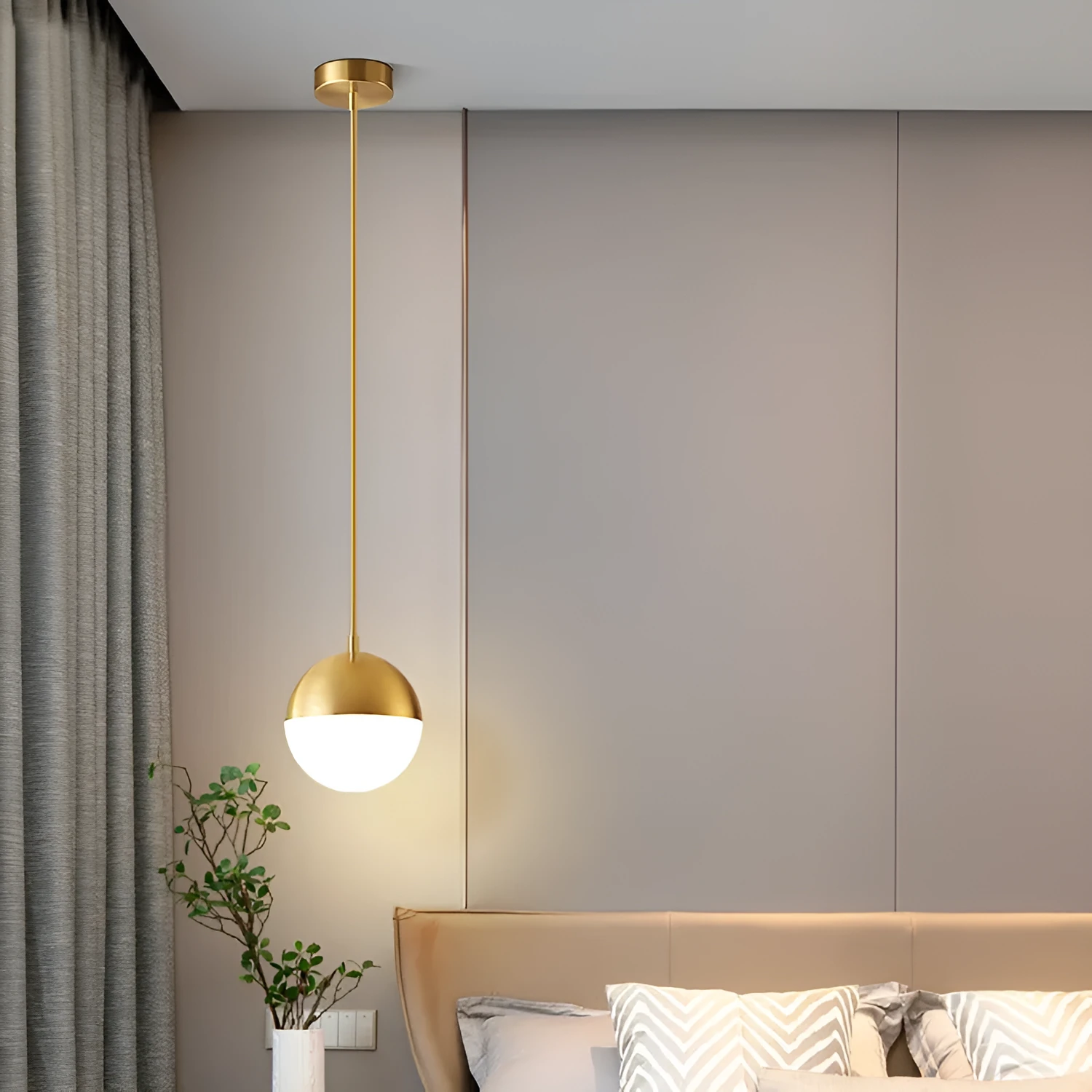 Nordic iron and glass chandelier with gold hanging wire 15cm for bedroom or TV wall