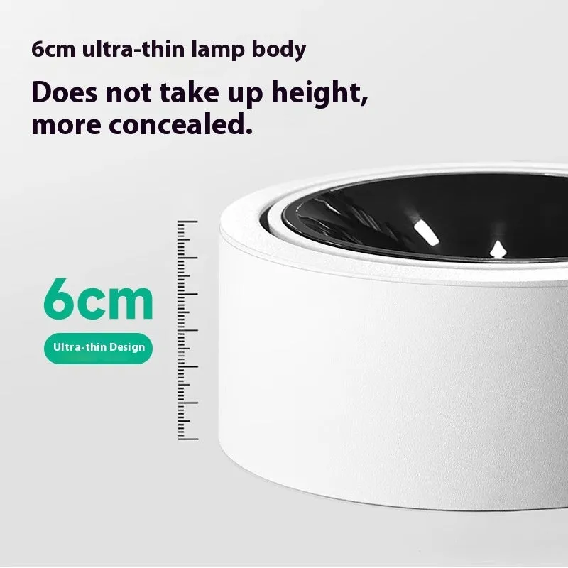 Ultra-thin surface mounted adjustable angle ceiling light aluminium 12W 15W black white finish