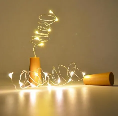 Copper wire LED string lights with bottle stopper for wine bottle decoration