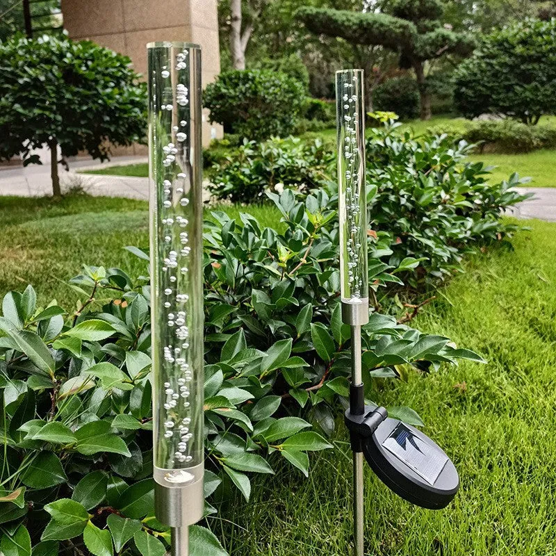 Colorful SlowFlash solar bubble stick lawn lamp with warm light, stainless steel and acrylic construction, for garden and courtyard