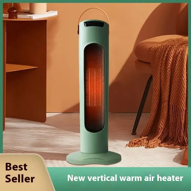 Vertical white PTC fan heater with remote control, 2000W, digital display on front panel