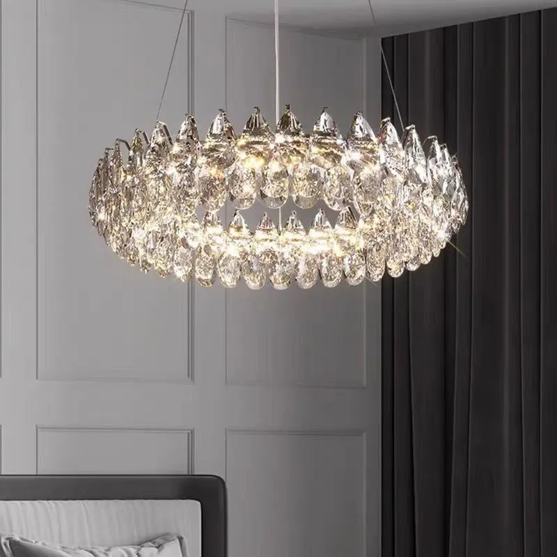 Crystal chandelier light luxury style for French villa restaurant with tricolor light source