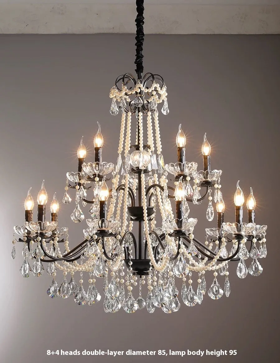 Black iron crystal chandelier with 8 heads for living room ceiling light