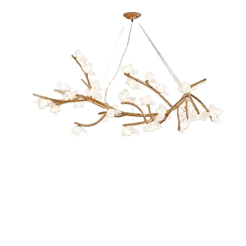 Nordic resin 8-head lotus chandelier for restaurant villa living room ceiling with warm light bulb