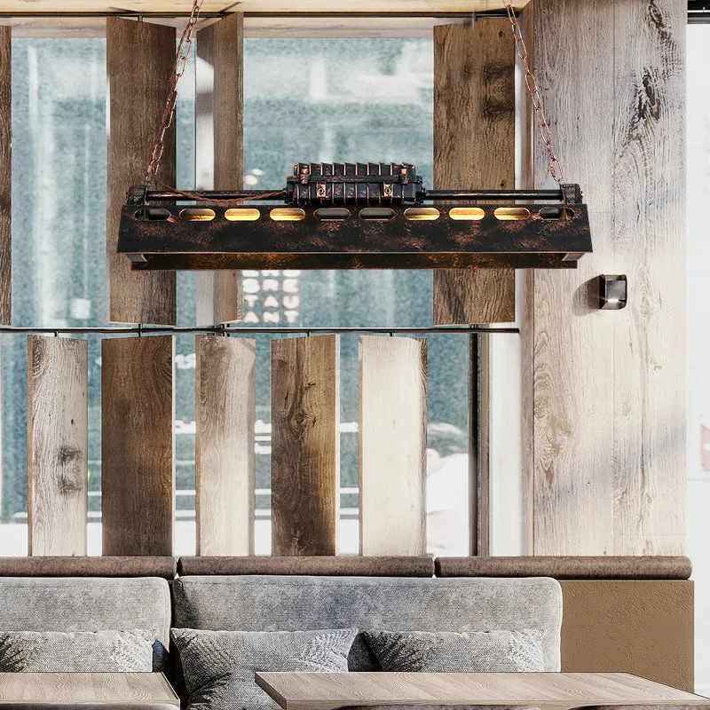 Retro industrial iron droplight with 4 heads 80cm in a nostalgic loft style for indoor use