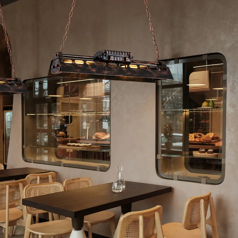 Retro industrial iron droplight with 4 heads 80cm in a nostalgic loft style for indoor use