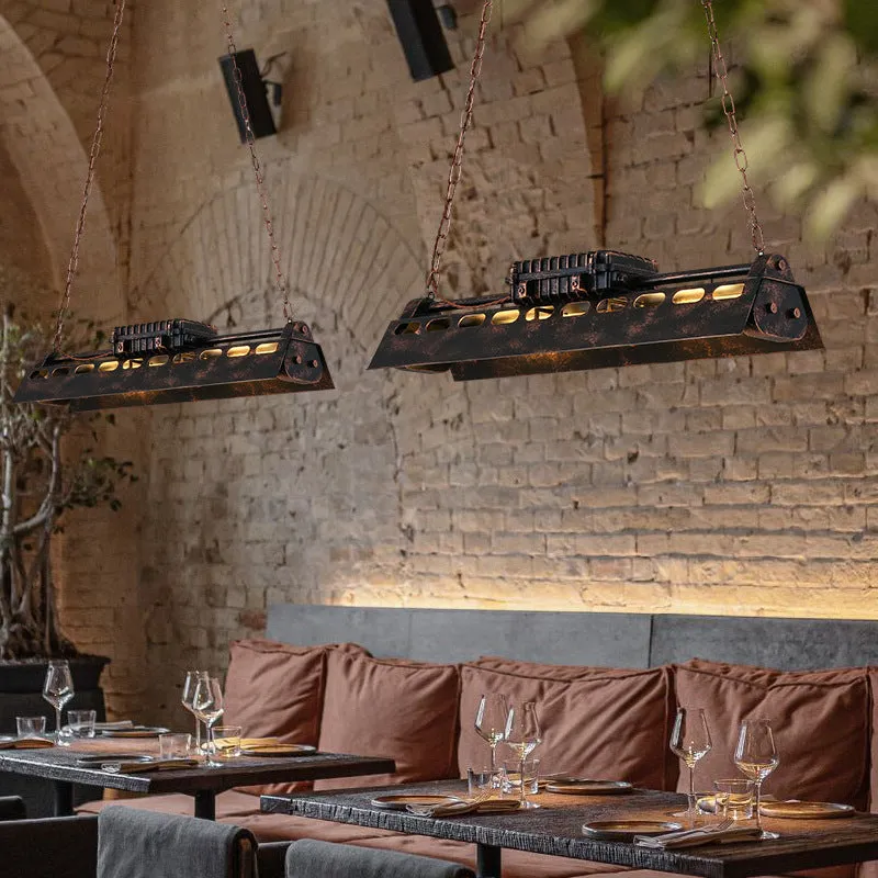 Retro industrial iron droplight with 4 heads 80cm in a nostalgic loft style for indoor use