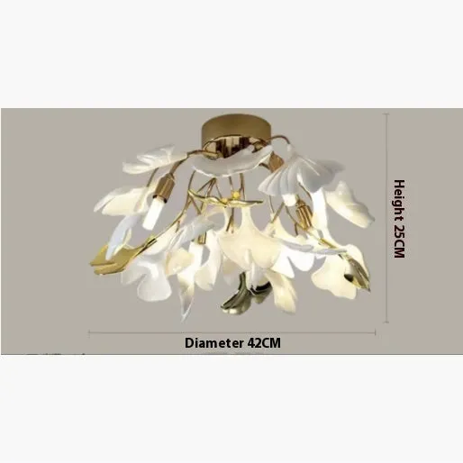 Modern ceramic ginkgo leaf chandelier with warm light for dining room living room ceiling