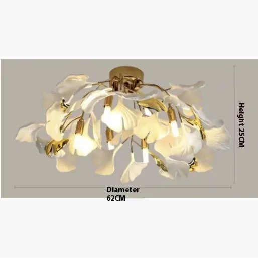 Modern ceramic ginkgo leaf chandelier with warm light for dining room living room ceiling