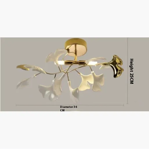 Modern ceramic ginkgo leaf chandelier with warm light for dining room living room ceiling