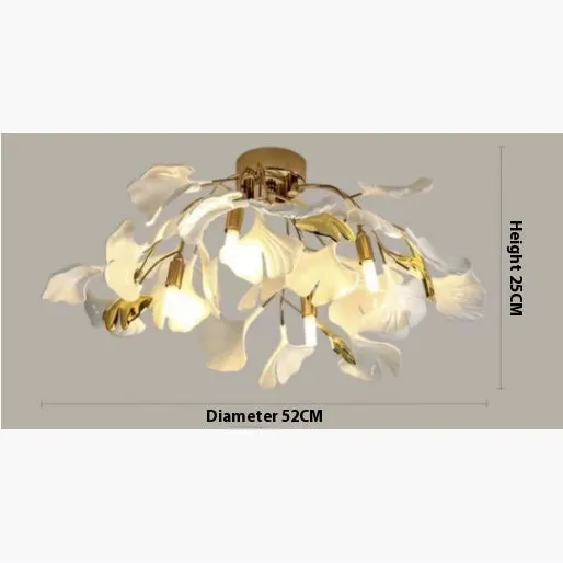 Modern ceramic ginkgo leaf chandelier with warm light for dining room living room ceiling
