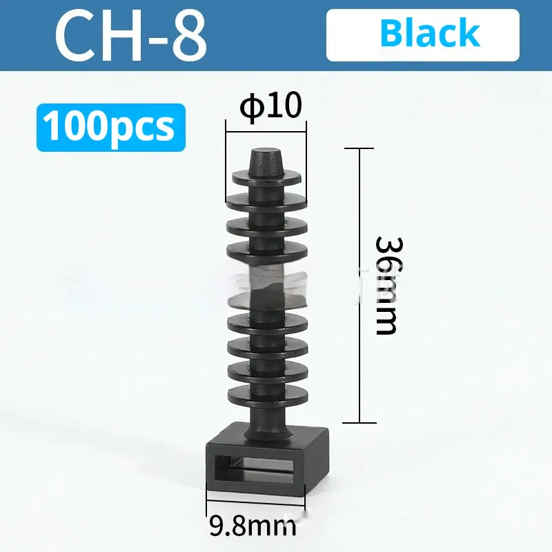 Nylon binding belt holder CH-6 black screw type gecko drilling wall fixing clip