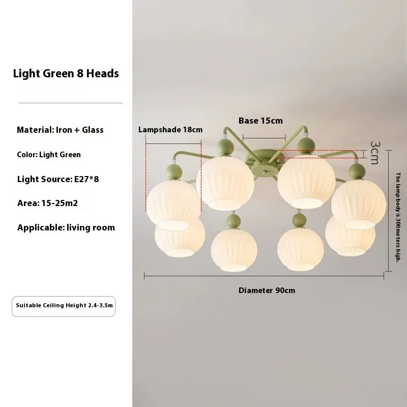 Ceiling lamp with three-color dimming light green 4 heads 65cm simple modern