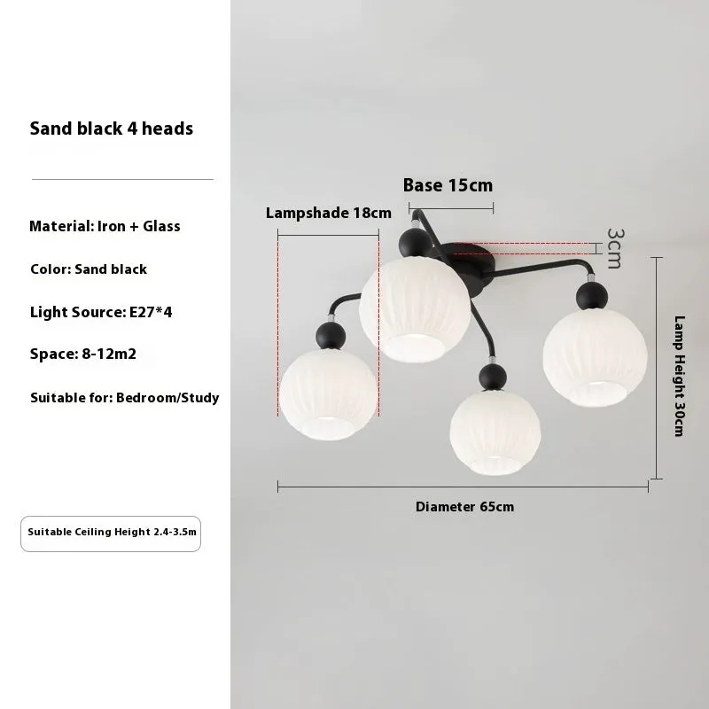 Ceiling lamp with three-color dimming light green 4 heads 65cm simple modern