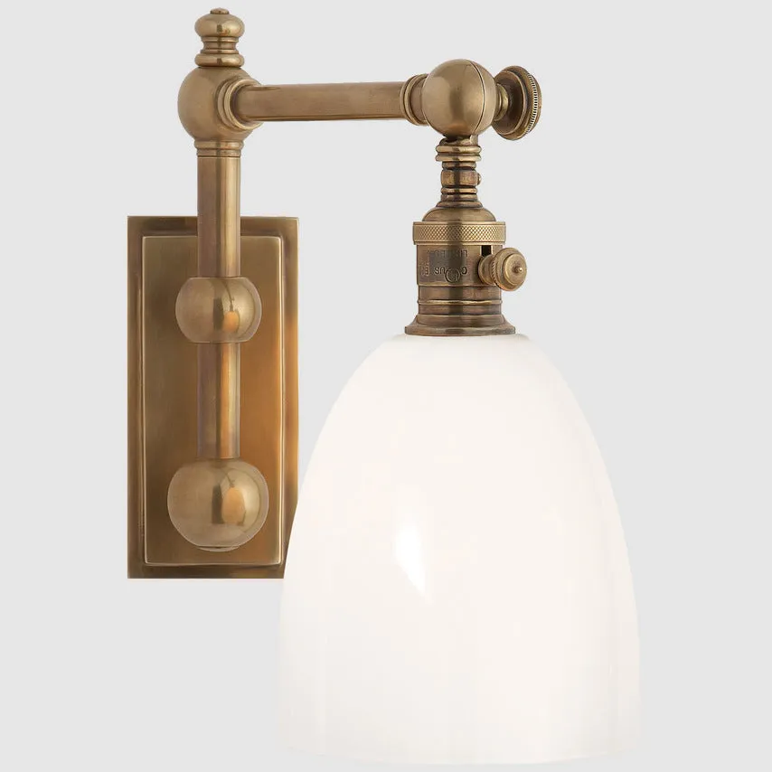 American light luxury copper glass wall lamp with oval backplate, 12.70cm width, 17.78cm extension