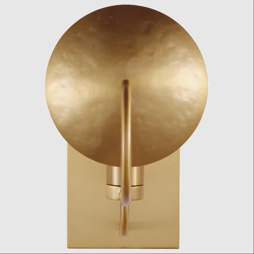 American light luxury copper glass wall lamp with oval backplate, 12.70cm width, 17.78cm extension