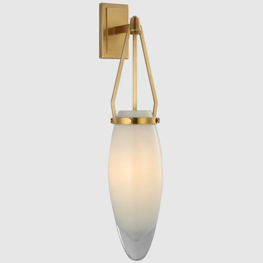American light luxury copper glass wall lamp with oval backplate, 12.70cm width, 17.78cm extension
