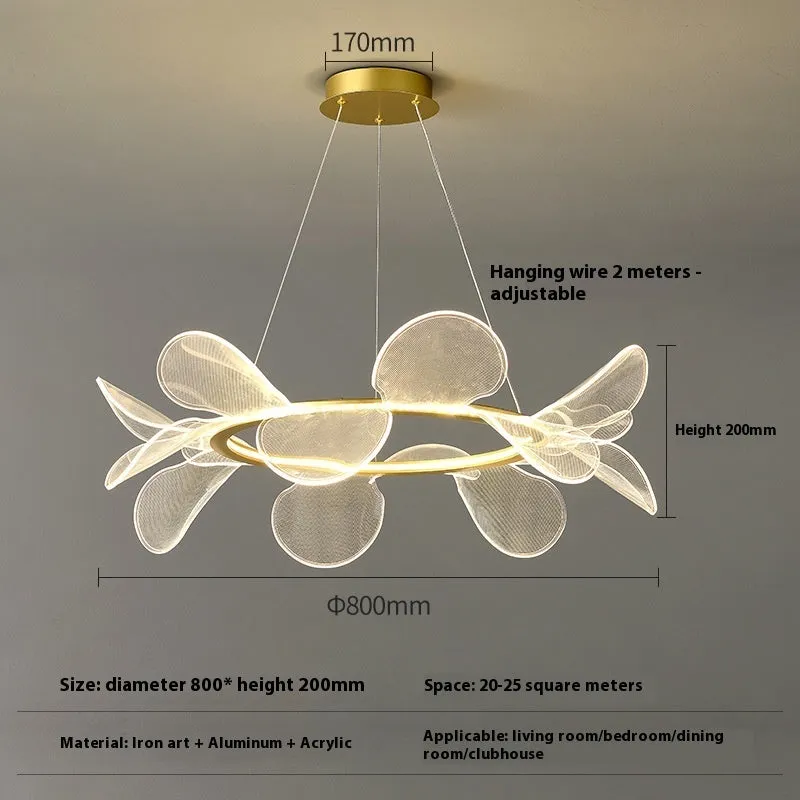 Italian minimal acrylic chandelier ceiling light iron frame 80cm circle