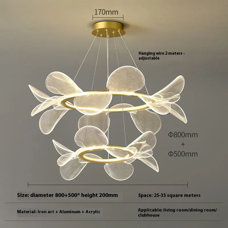 Italian minimal acrylic chandelier ceiling light iron frame 80cm circle