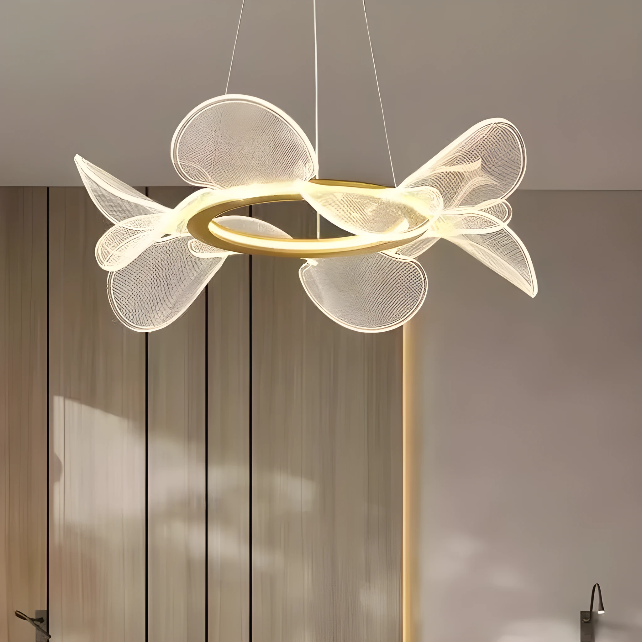 Italian minimal acrylic chandelier ceiling light iron frame 80cm circle