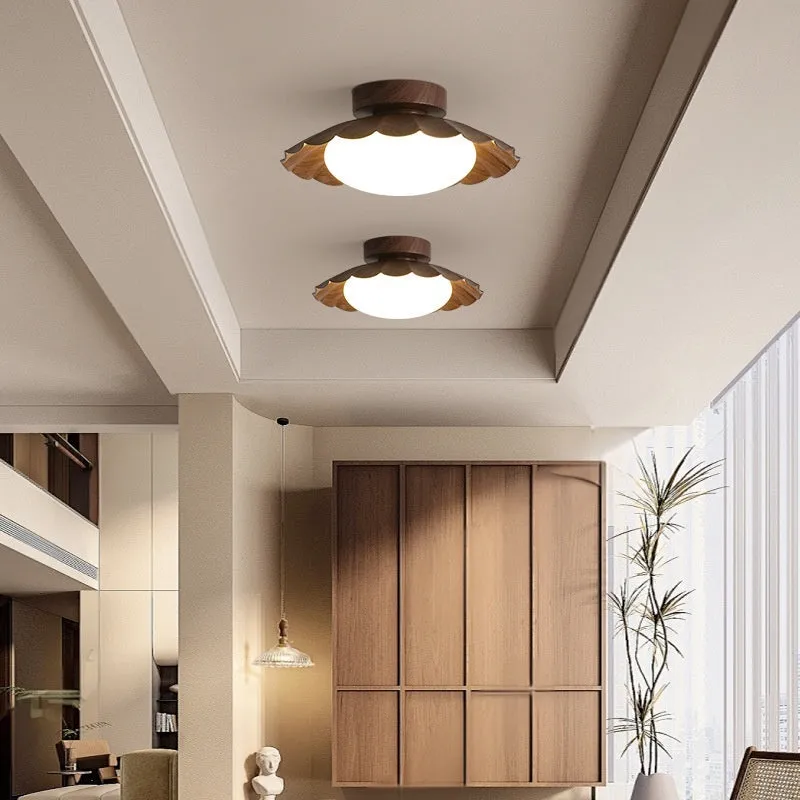 Mid-ancient silent balcony LED ceiling light round 25 beige three colours with iron body and acrylic shade