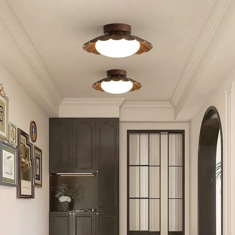 Mid-ancient silent balcony LED ceiling light round 25 beige three colours with iron body and acrylic shade