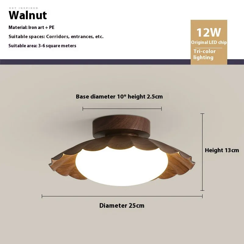Mid-ancient silent balcony LED ceiling light round 25 beige three colours with iron body and acrylic shade