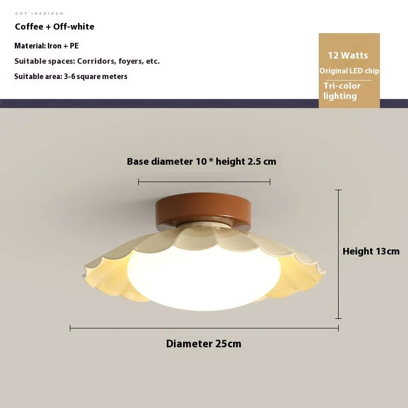 Mid-ancient silent balcony LED ceiling light round 25 beige three colours with iron body and acrylic shade