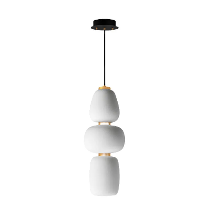 Modern minimalist glass chandelier with warm LED light, iron frame, Type C style