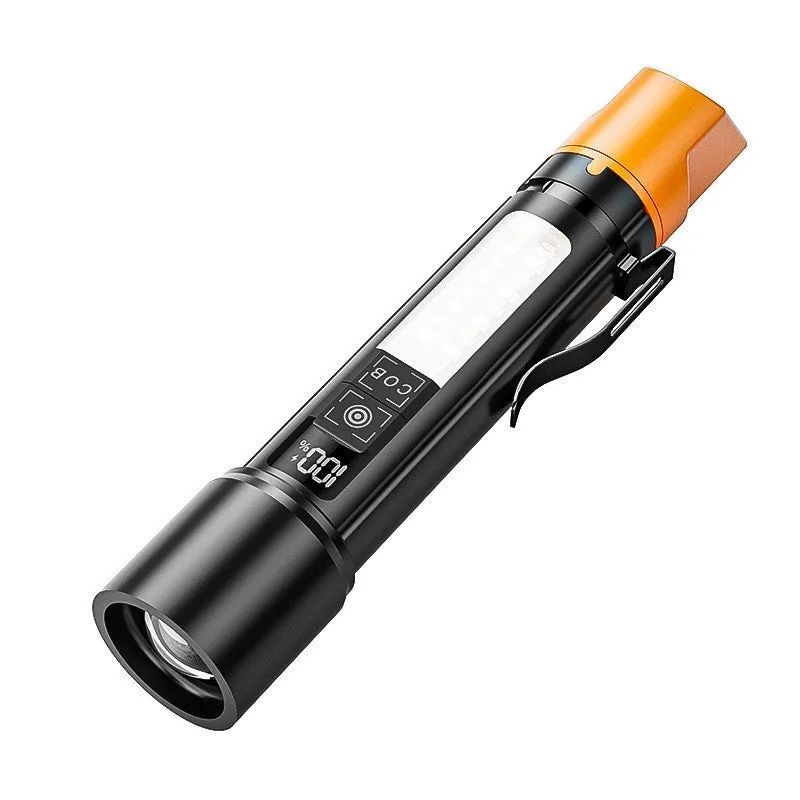 Long-range rechargeable white laser flashlight with red and blue side flash, aluminium alloy body