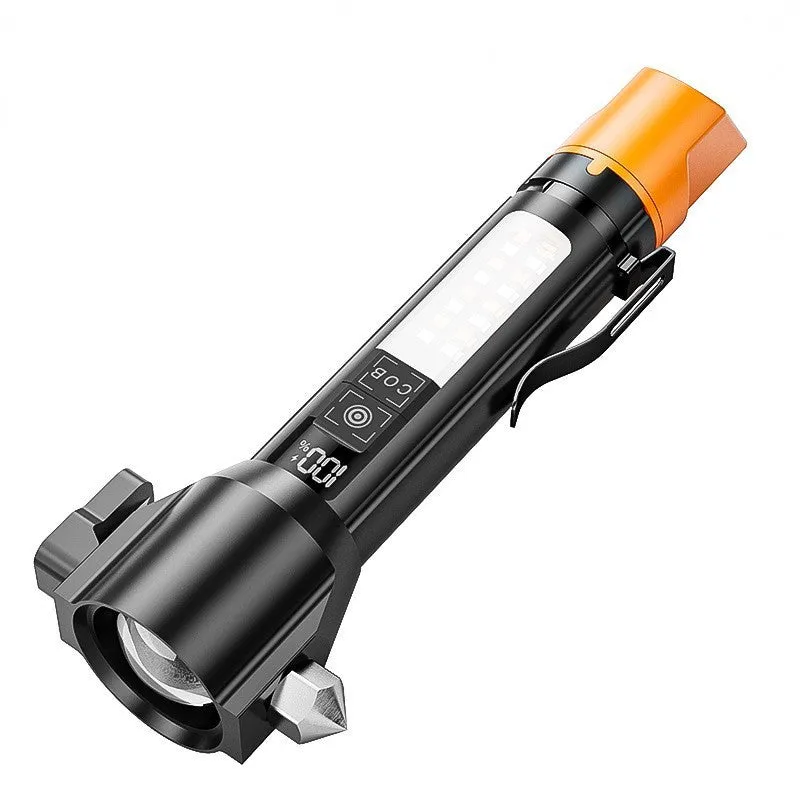 Long-range rechargeable white laser flashlight with red and blue side flash, aluminium alloy body