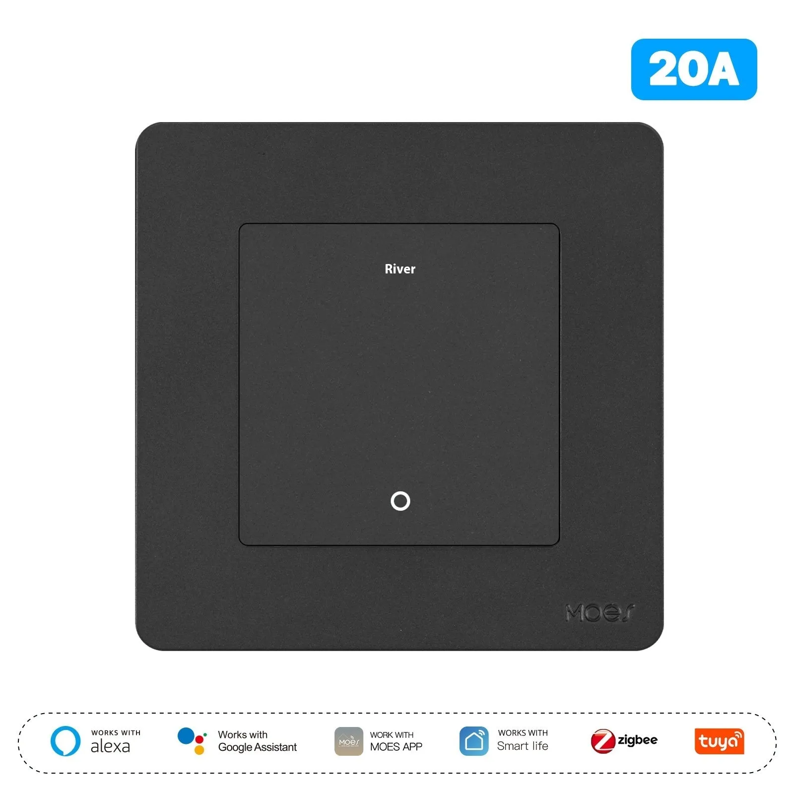 Graffiti Zigbee 3.0 smart switch in white with timing and power monitoring for water heater and air conditioner