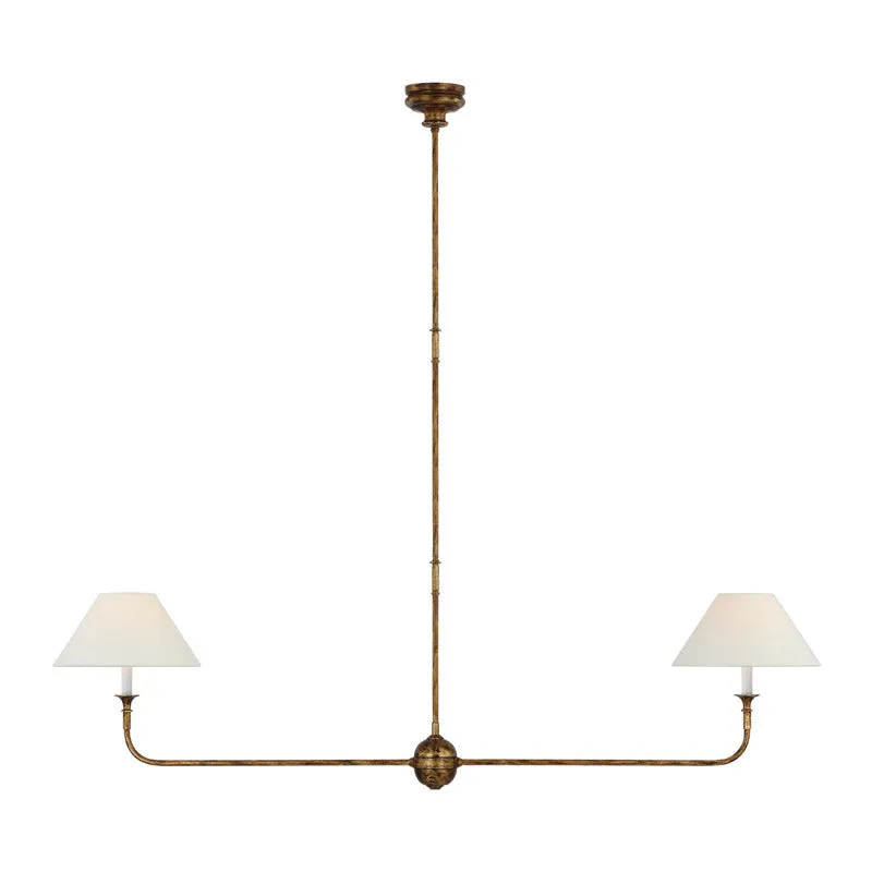 All copper branch chandelier with fabric shades in American simple design for living room